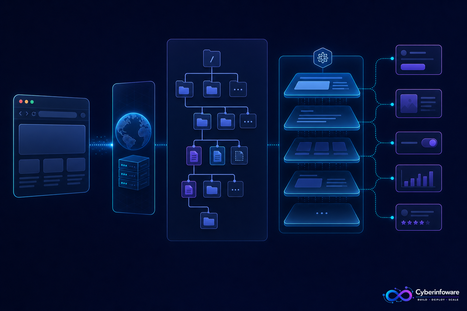 Next.js App Router nested layouts and route tree architecture